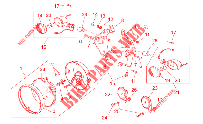 Headlight/Horn for MOTO GUZZI Griso S.E. 8V E3 2015