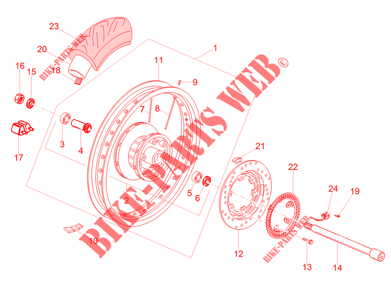 Rear wheel for MOTO GUZZI V7 III Rough 750 E4 ABS 2018
