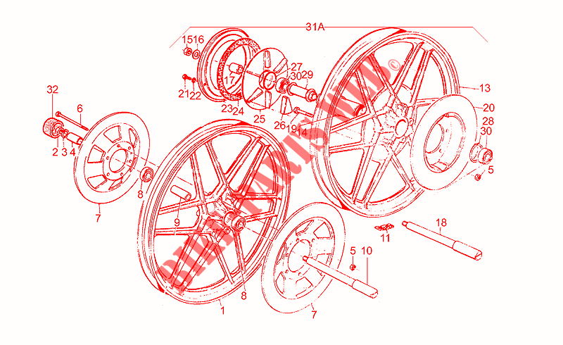 Alloy wheels for MOTO GUZZI T3 e Derivati Calif./T4/Pol./CC/PA 1985