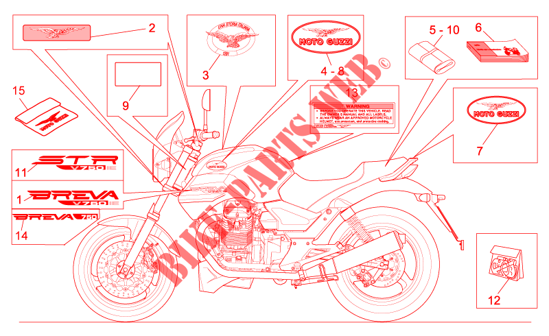 Decal and plate set for MOTO GUZZI Breva IE 2003