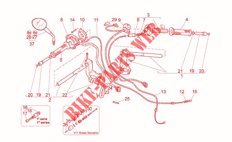 Handlebar   Controls for MOTO GUZZI V 11 Sport - Mandello 2000