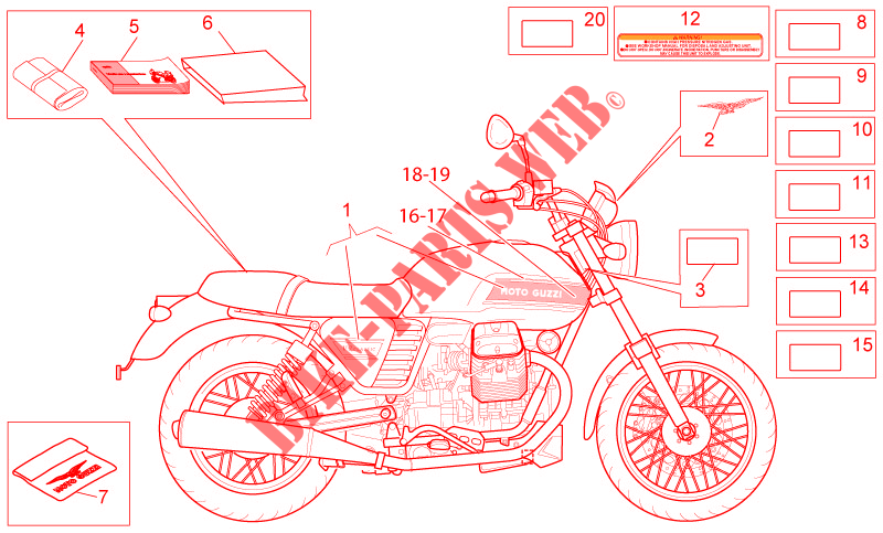 Decal and plate set for MOTO GUZZI V7 Classic 2008