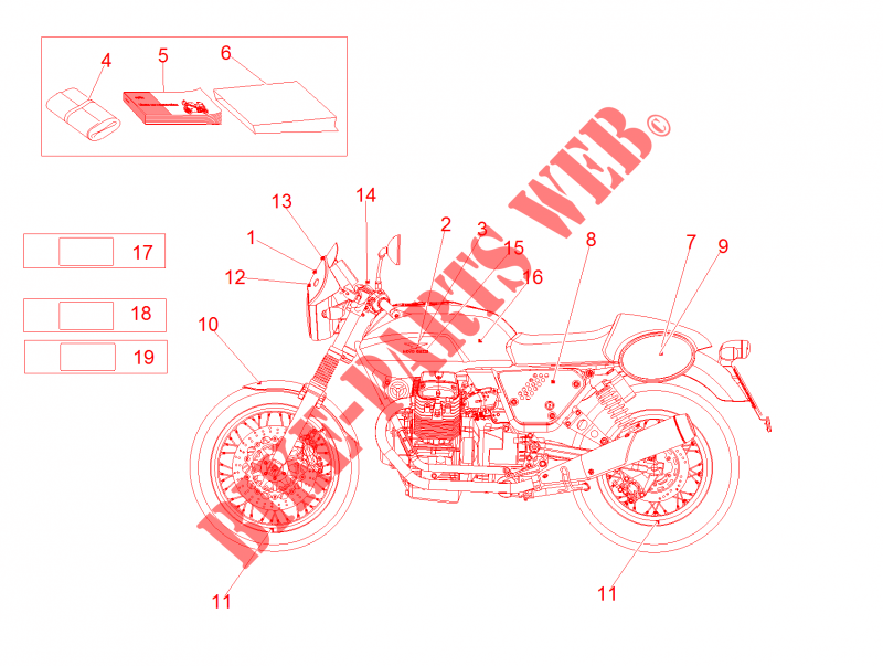 Decal and plate set for MOTO GUZZI V7 II Racer ABS 2016