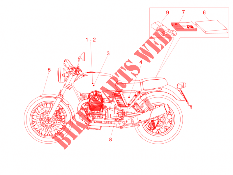Decal and plate set for MOTO GUZZI V7 II Stone ABS 2015