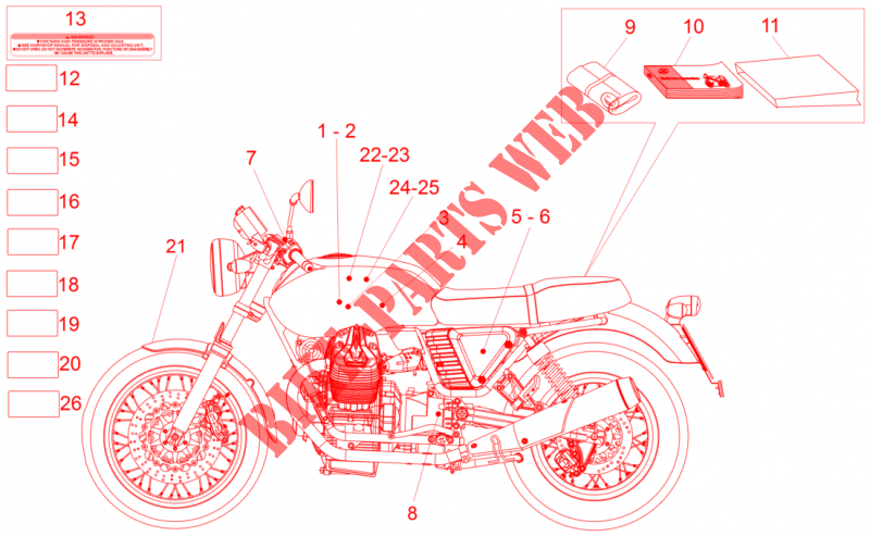 Decal and plate set for MOTO GUZZI V7 Special - Stone 2012